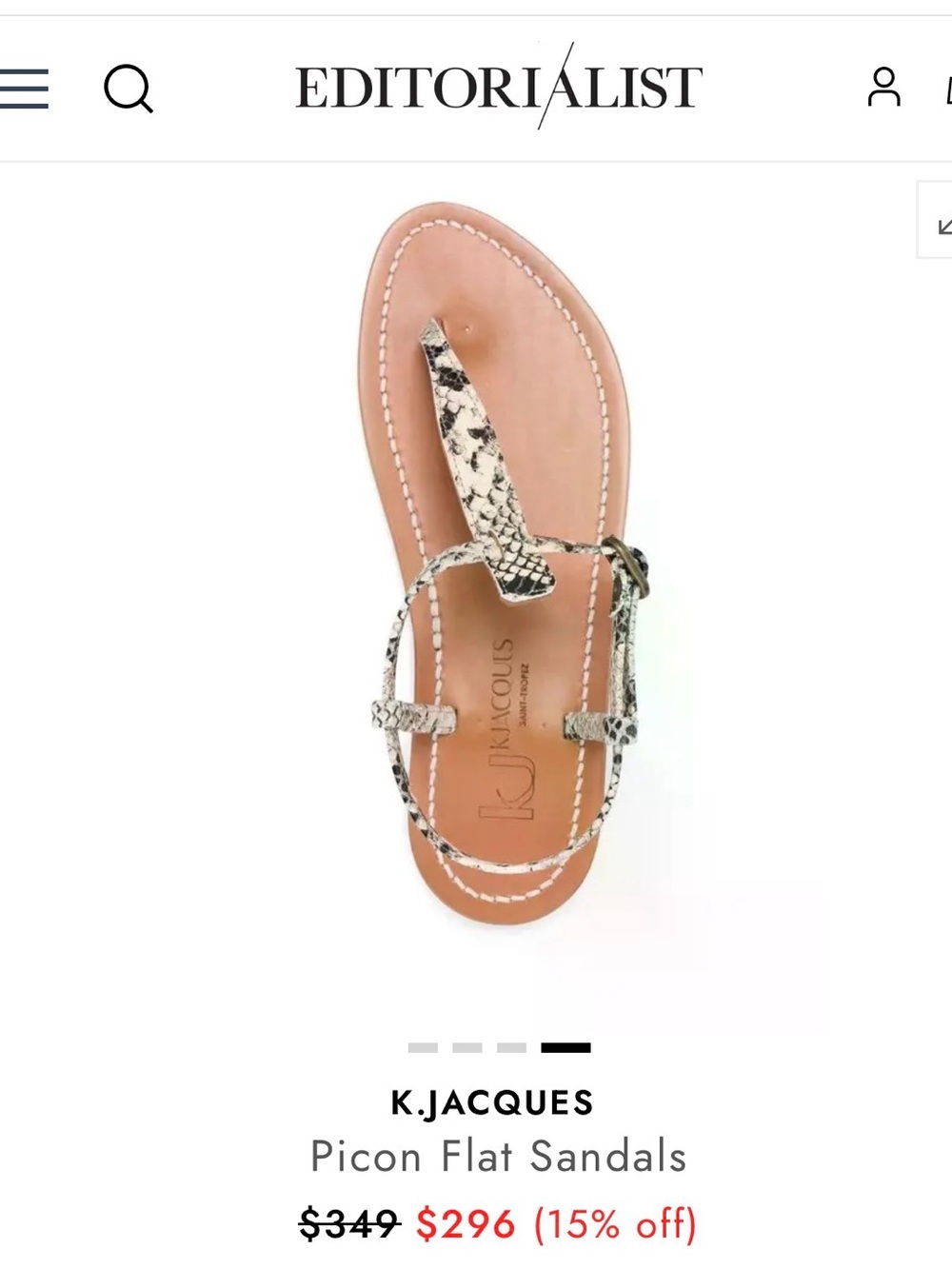 K Jacques Women’s Snake-Print Leather T-Strap Sandals - White/Black size 40